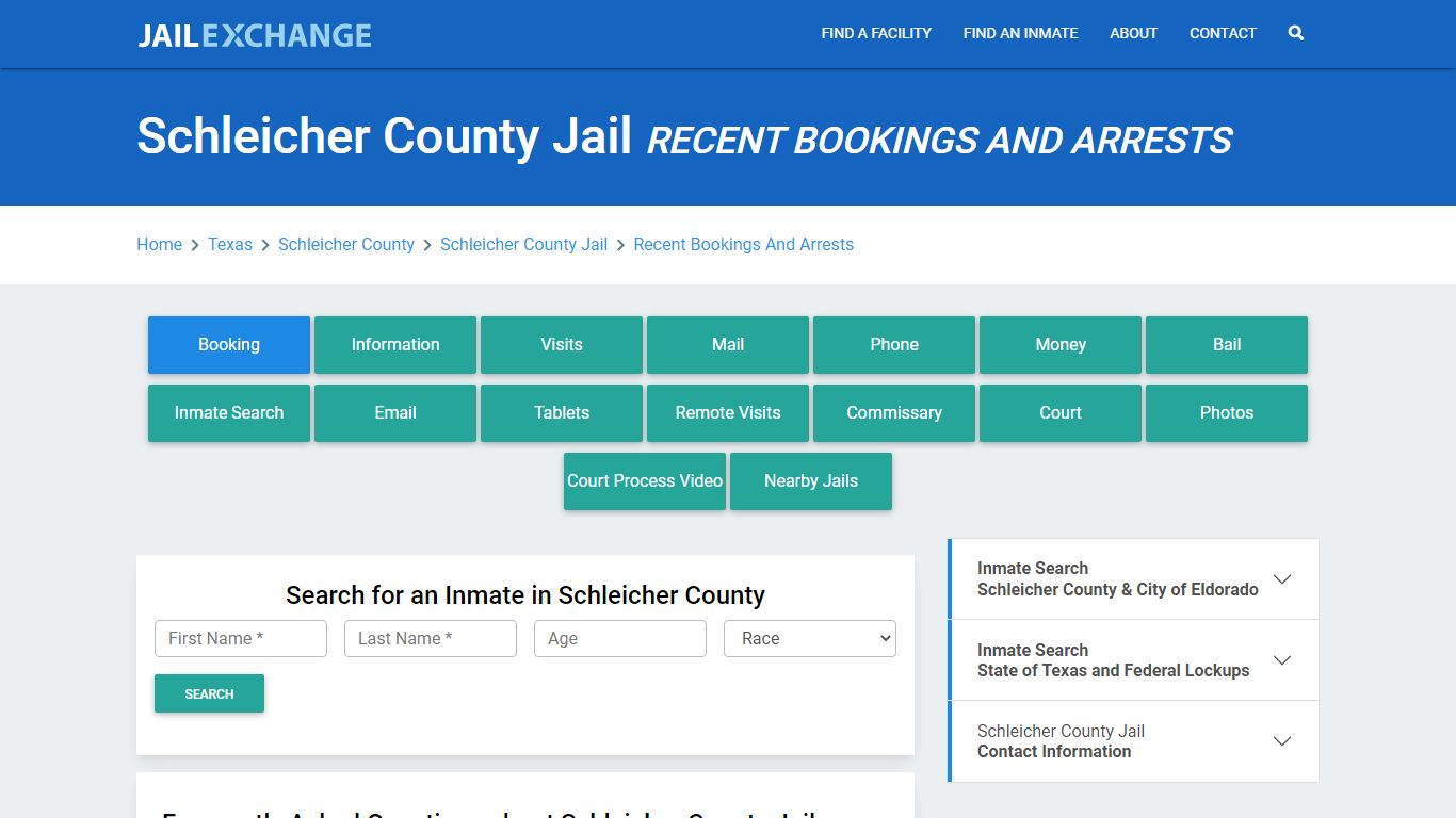 Schleicher County Jail & Sheriff Recent Bookings And Arrests