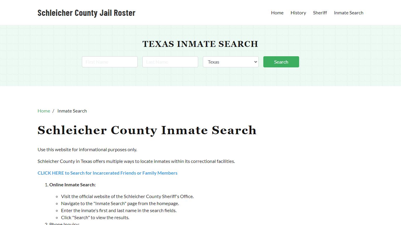 Schleicher County, TX Detainee Lookup